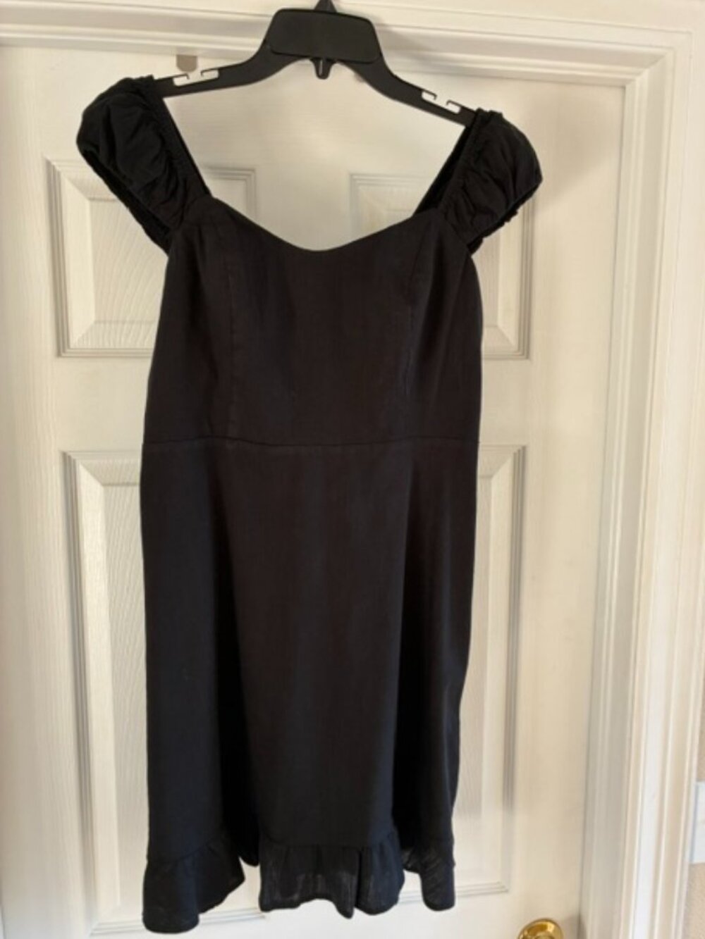Old Navy Black puff sleeve, off shoulder mini dress, size Medium.